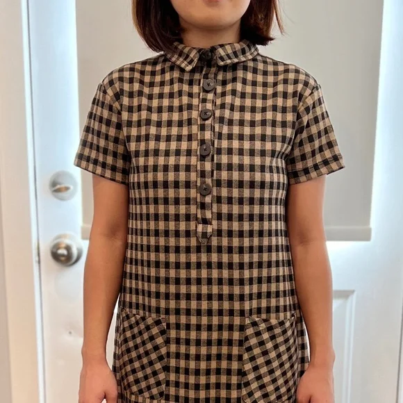zara brown gingham dress Brown Gingham Dress Zara New